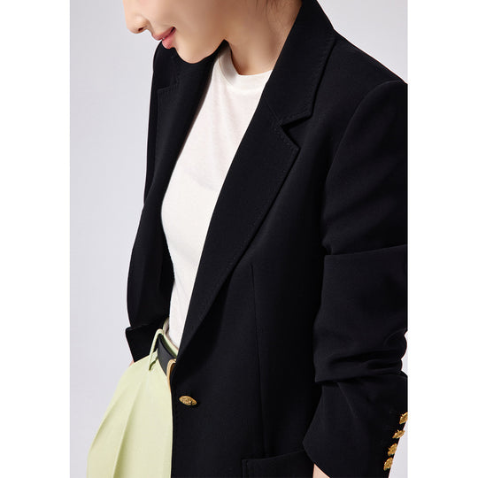 Damen Taillierter Longline-Blazer mit aufgesetzten Taschen, Ein-Knopf-Verschluss und leicht gerafften Ärmeln Shop Nory