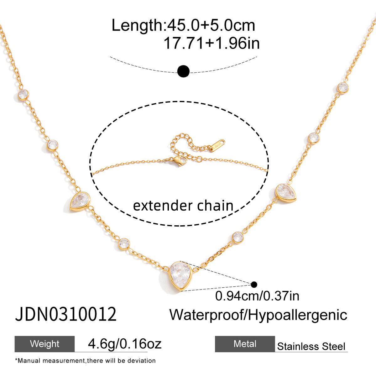 Damen Halskette mit elegantem zauberhaften Kristall-Design und wasserfester Edelstahlverarbeitung Shop Nory