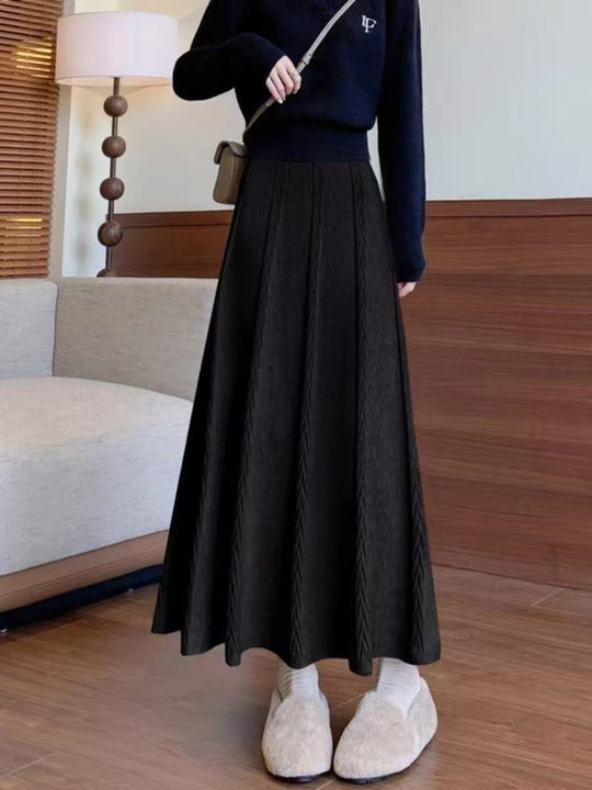 Damen Eleganter Midirock mit feinem Zopfmuster Shop Nory