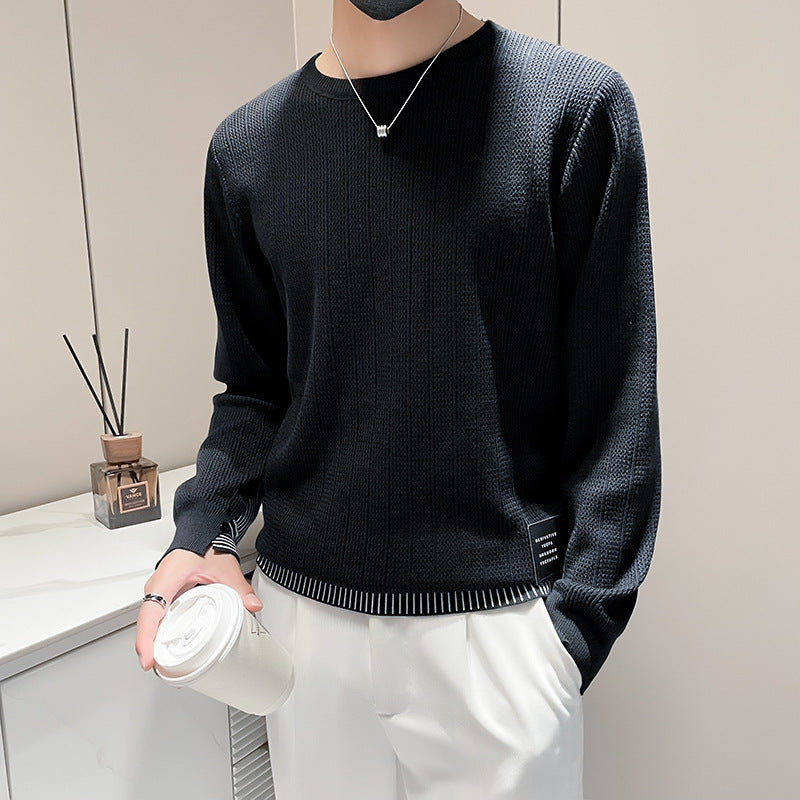 Herren Feinstrick-Pullover mit dezenter Rippenstruktur und kontrastiertem Saum Shop Nory