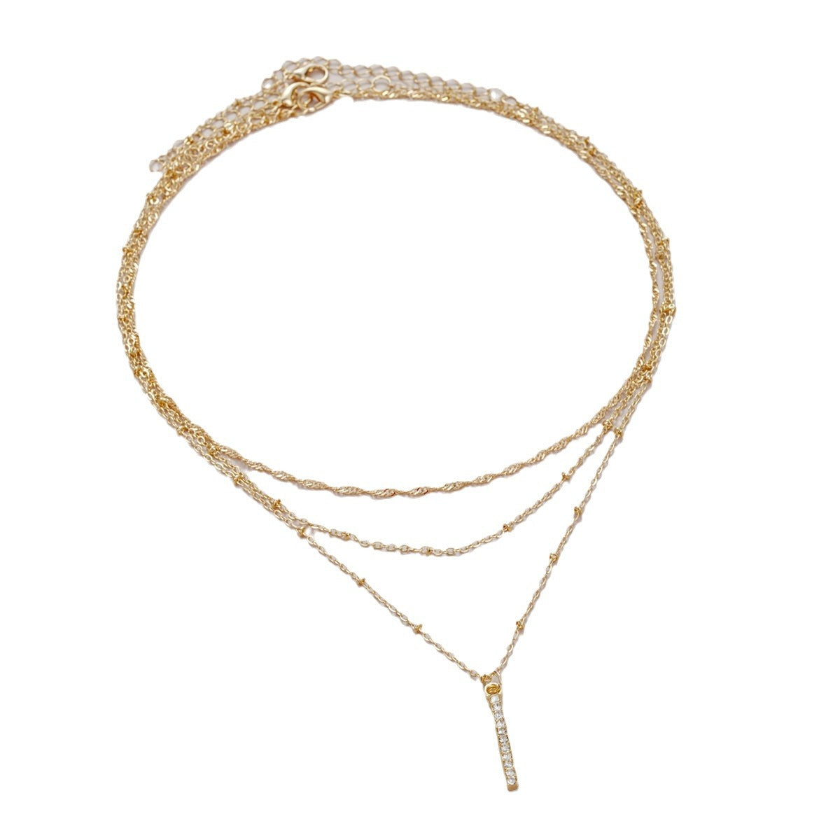 Damen mehrlagige Kette mit funkelndem Anhänger und filigranen Details Shop Nory