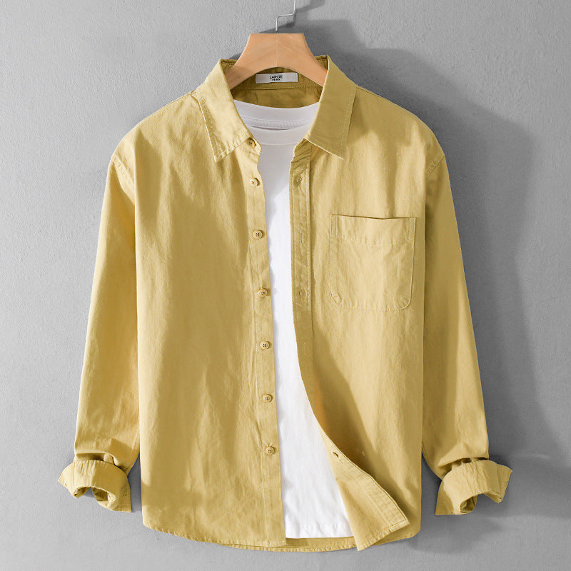 Herren Lagen-Look Hemdjacke aus Baumwollmix mit Kentkragen und Brusttasche Shop Nory