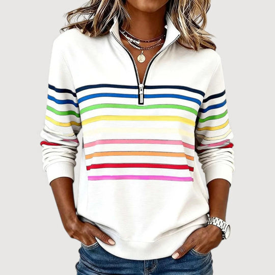 Damen Sportlicher Stepppullover mit halbem Reißverschluss