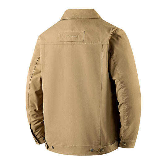 Herren Canvas-Workerjacke mit Knopfleiste, aufgesetzter Brusttasche und Hemdkragen Shop Nory