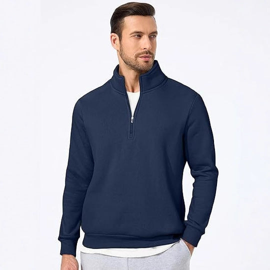 Herren nan halbzip Pullover aus schwerer Baumwollmischung mit hohem Stehkragen und gerippten Bündchen Shop Nory