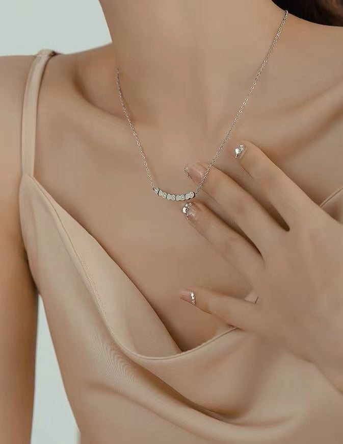 Damen hexagonale Perlenkette mit klaren Kristallen Shop Nory