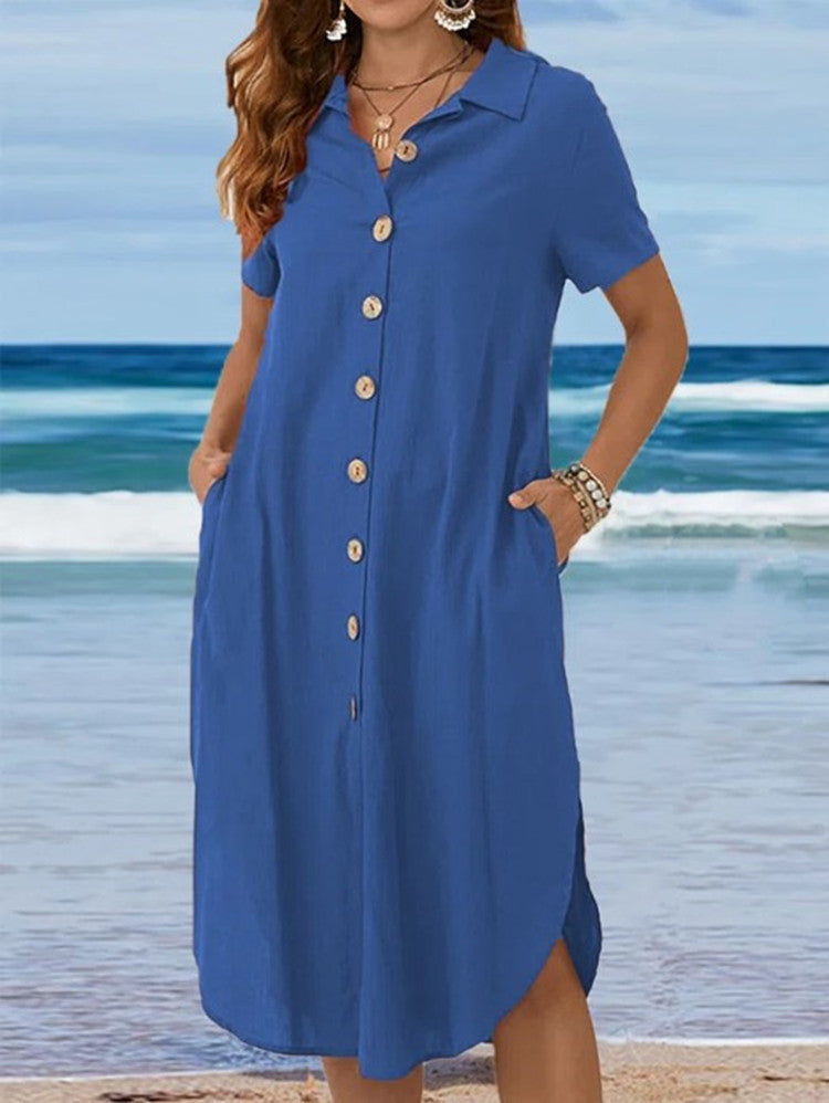 Damen Hemdkleid mit Knopfleiste und Seitenschlitzen Shop Nory