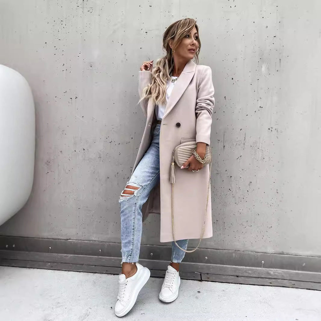 Damen eleganter Wollmantel im Oversized-Stil