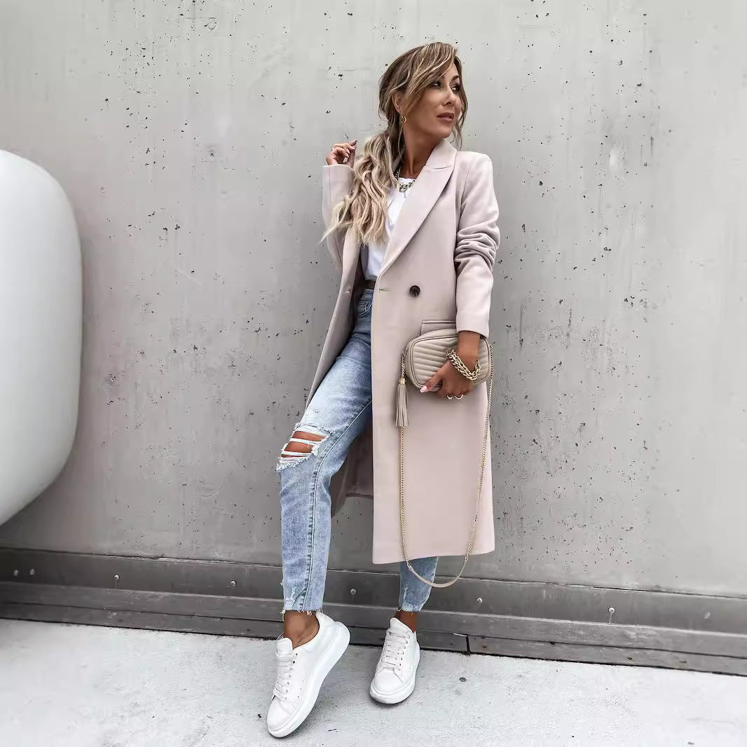 Damen eleganter Wollmantel im Oversized-Stil