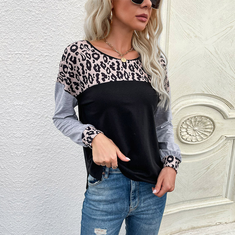 Damen Lässiges Jersey-Longsleeve mit Leo‑Yoke, melierten Ärmeln und lockerer Passform Shop Nory