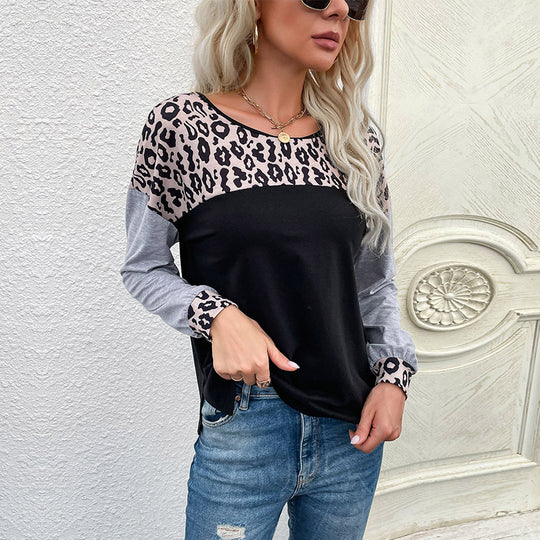 Damen Lässiges Jersey-Longsleeve mit Leo‑Yoke, melierten Ärmeln und lockerer Passform Shop Nory