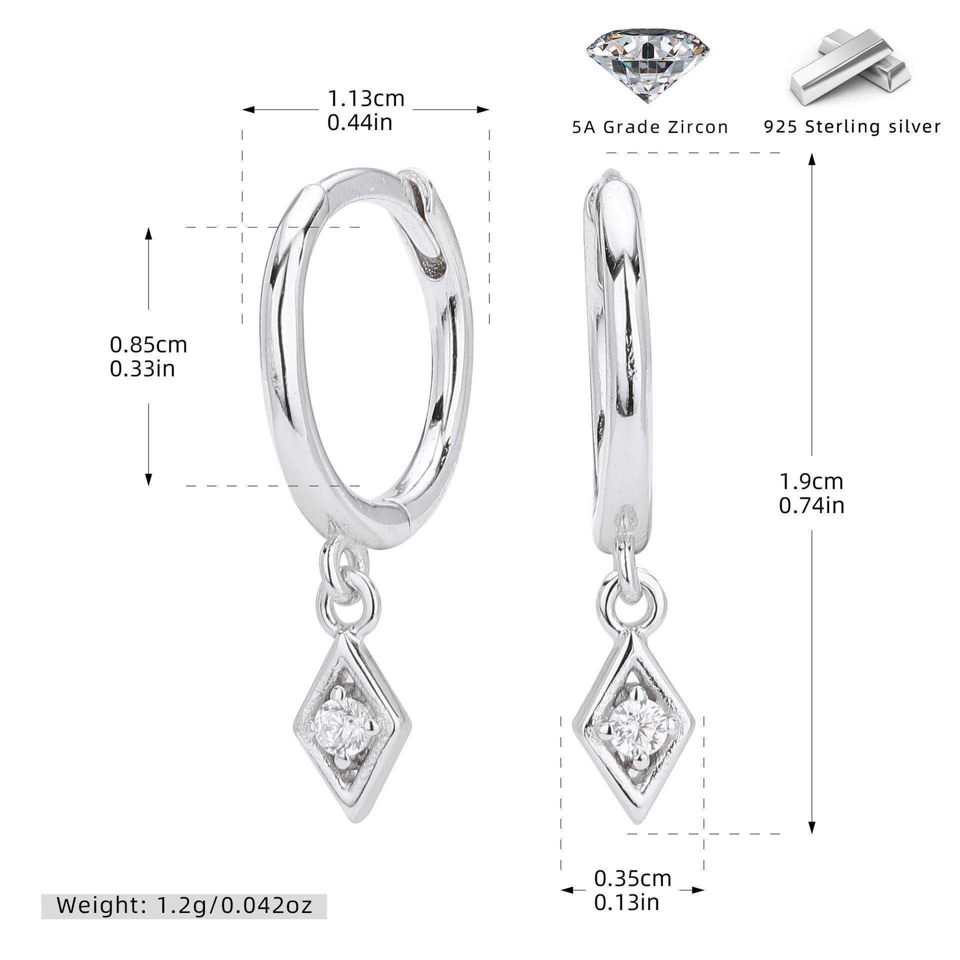 Damen Ohrhänger mit Zirkonanhänger Shop Nory