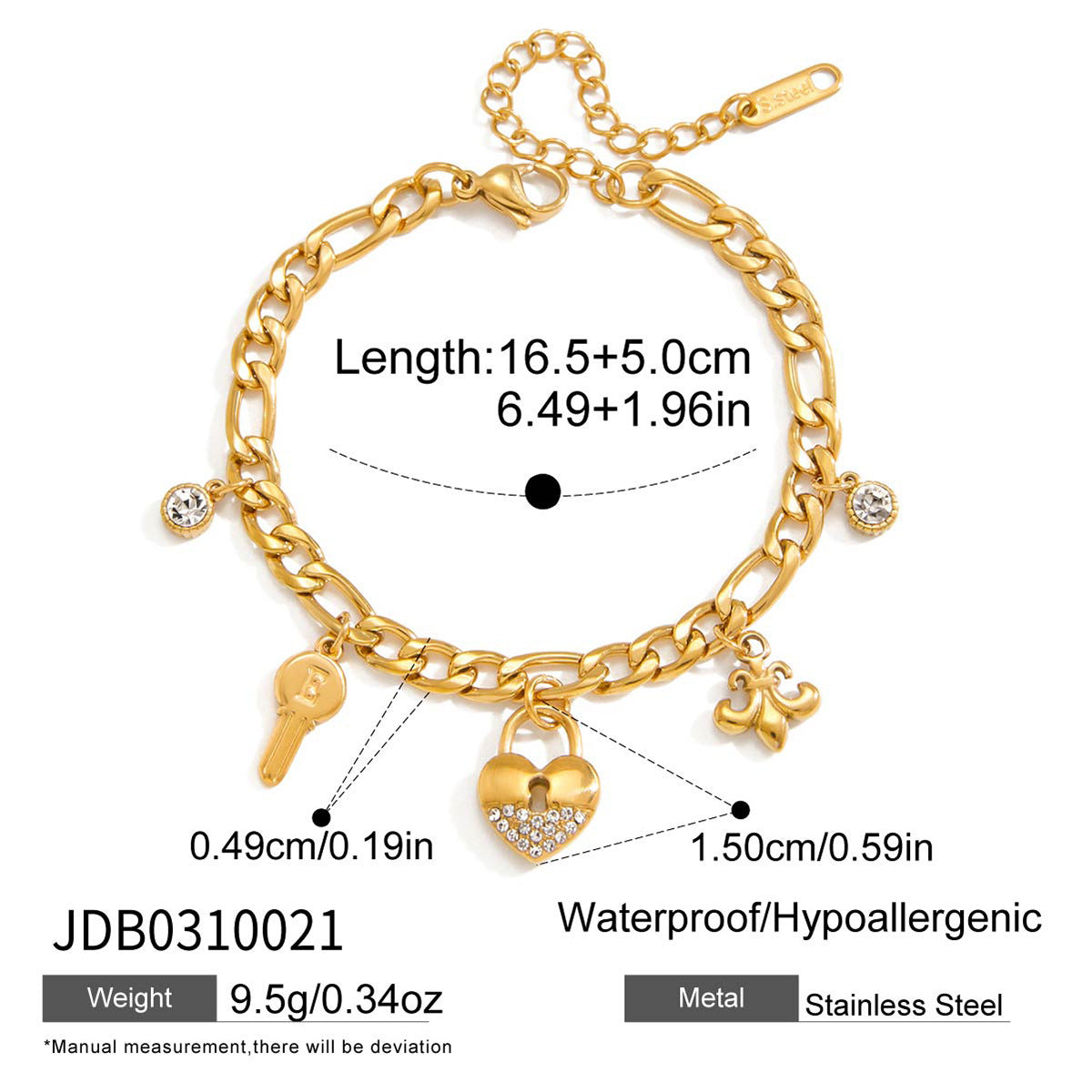 Damen Armband mit funkelnden Anhängern und hypoallergener Edelstahlverarbeitung Shop Nory