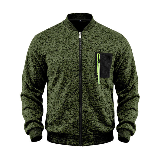 Herren melierte Bomberjacke mit Reißverschluss-Brusttasche und Rippbündchen Shop Nory