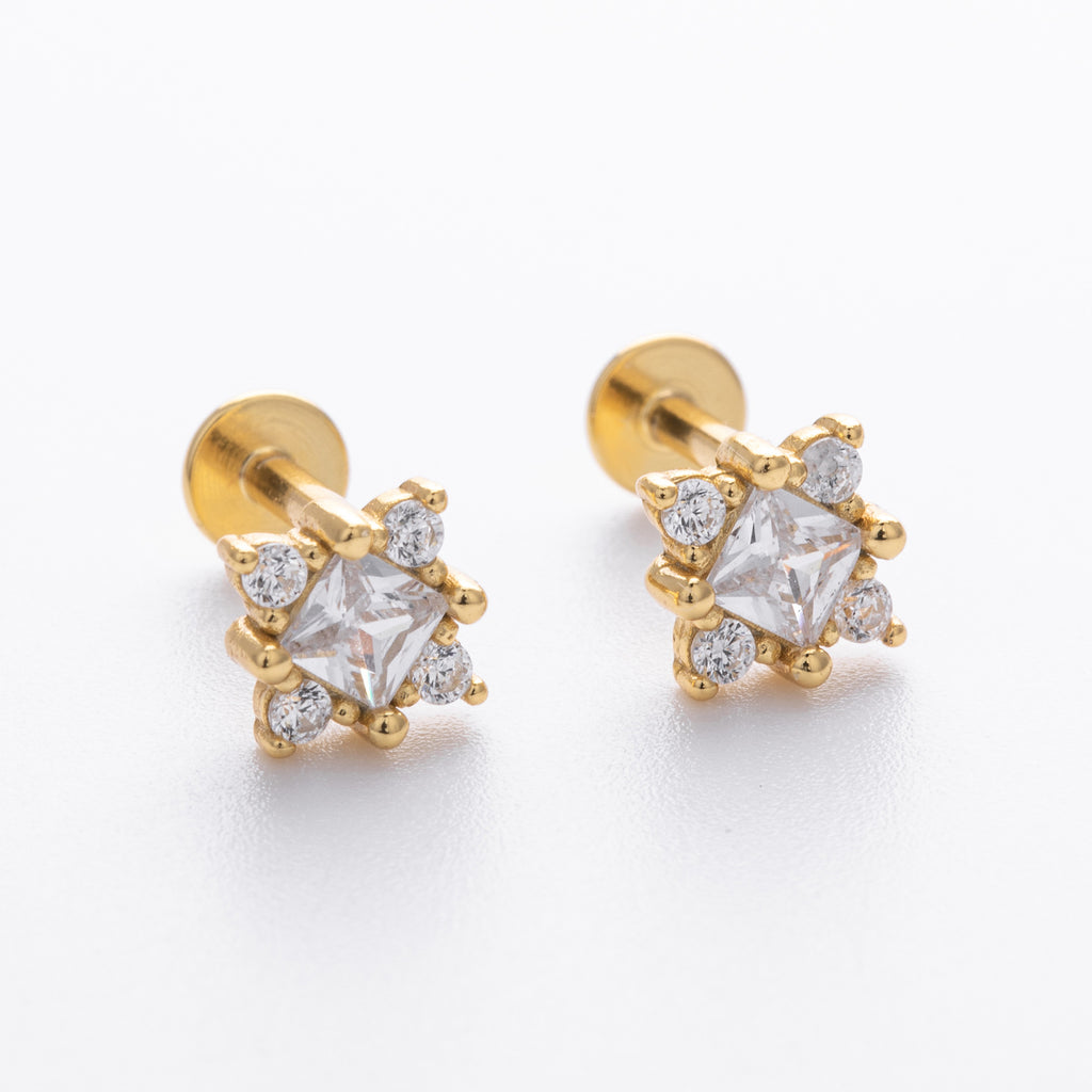 Damen Ohrstecker mit luxuriösem Zirkonbesatz und hochglänzender 925 Sterling Silberfassung Shop Nory