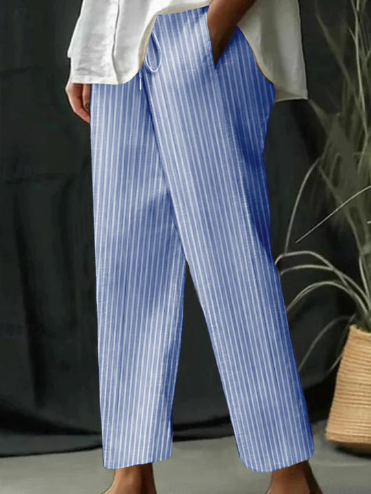 Damen Freizeithose mit gestreiftem Design und komfortablem Bund