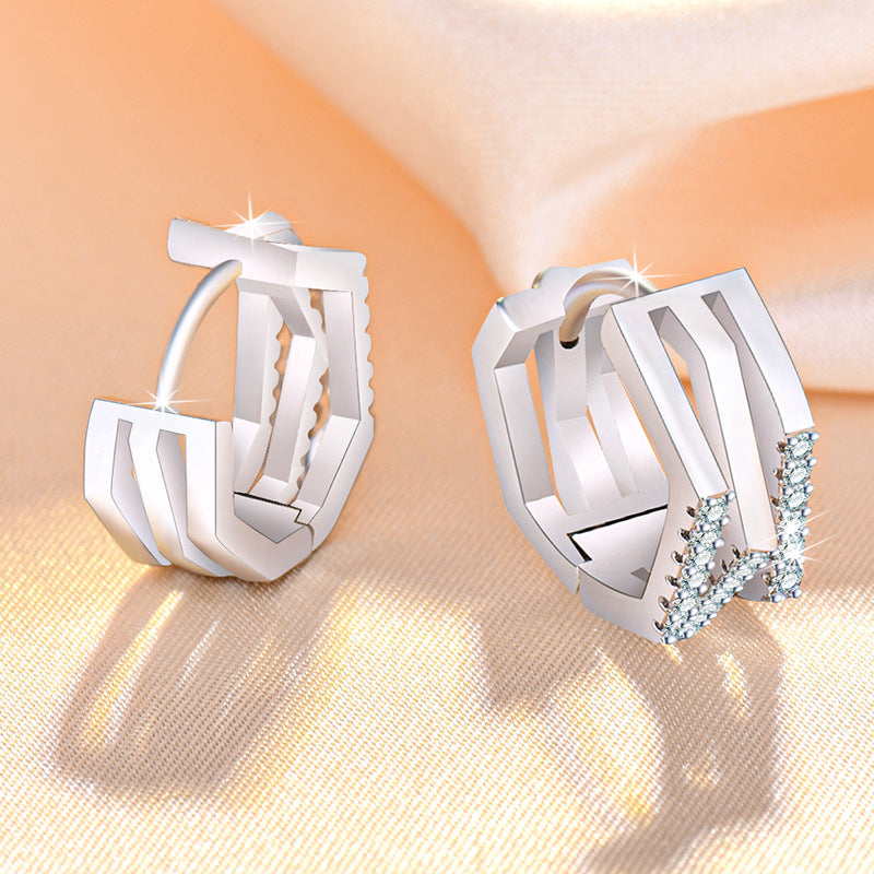 Damen Ohrringe mit modernem geometrischen Design und funkelnden Zirkonia Shop Nory