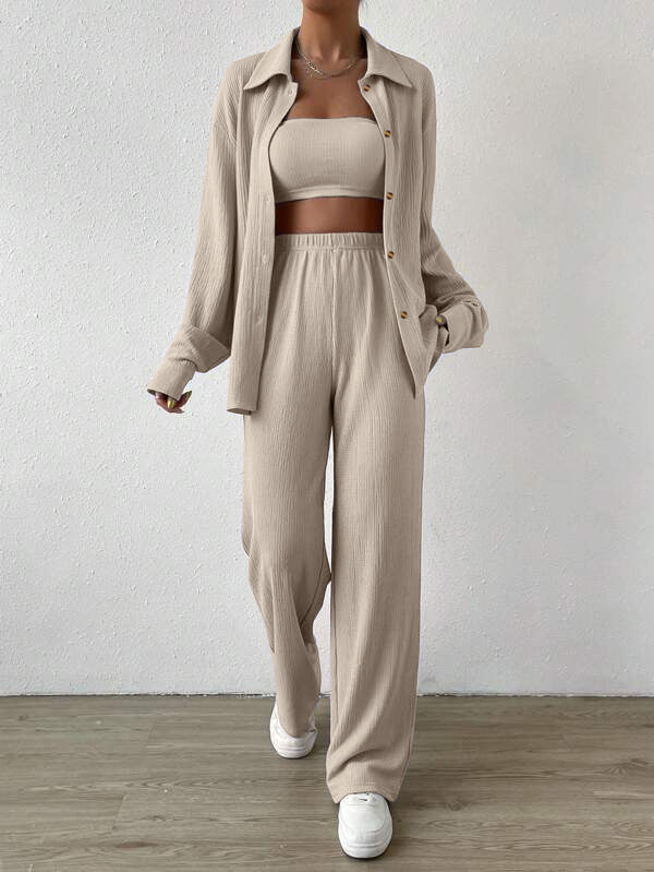 Damen Zweiteiliges Lounge-Set mit Oberteil und weiter Hose
