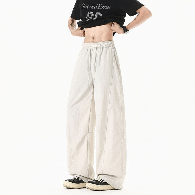 Herren Weit geschnittene Relaxed-Fit Leinen-Baumwoll-Hose mit elastischem Bund und Kordelzug Shop Nory