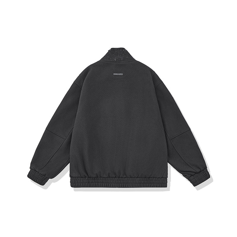 Unisex Boxy-Strickmix Übergangsjacke mit hohem Rippenkragen und elastischem Saum Shop Nory