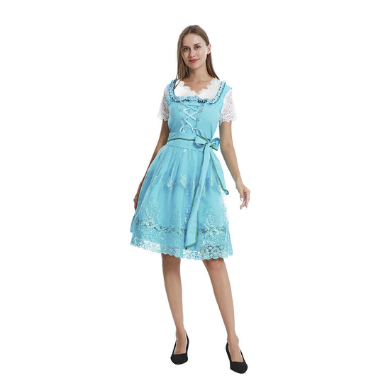 Damen nan romantisches Alpenkleid mit geschnürtem Mieder, Spitzeneinsatz und Taillenschärpe Shop Nory