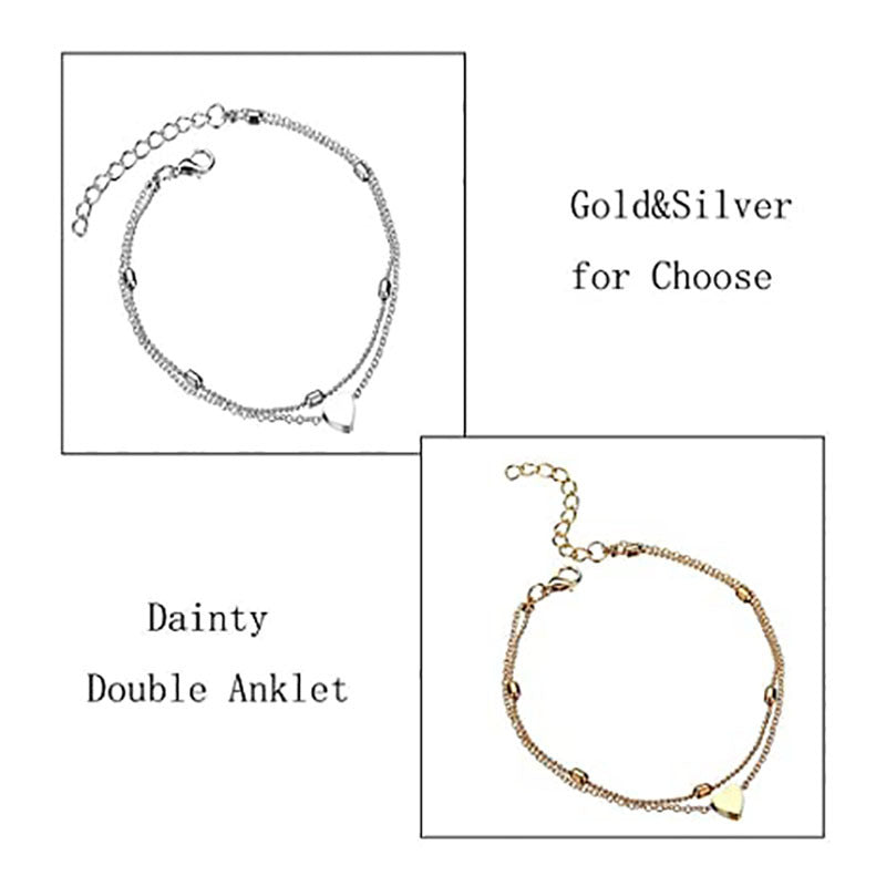 Damen Fußkettchen mit Herzanhänger und filigranem Design Shop Nory