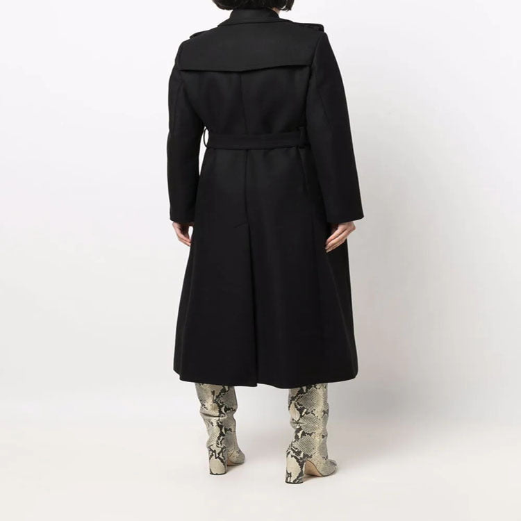 Damen Gehrock-Mantel im Trenchcoat-Stil mit betonter Taille und Schulterriegel Shop Nory