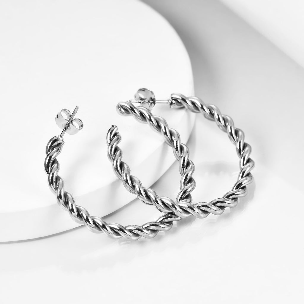 Damen Hoops mit drehendem Zopfmuster Shop Nory