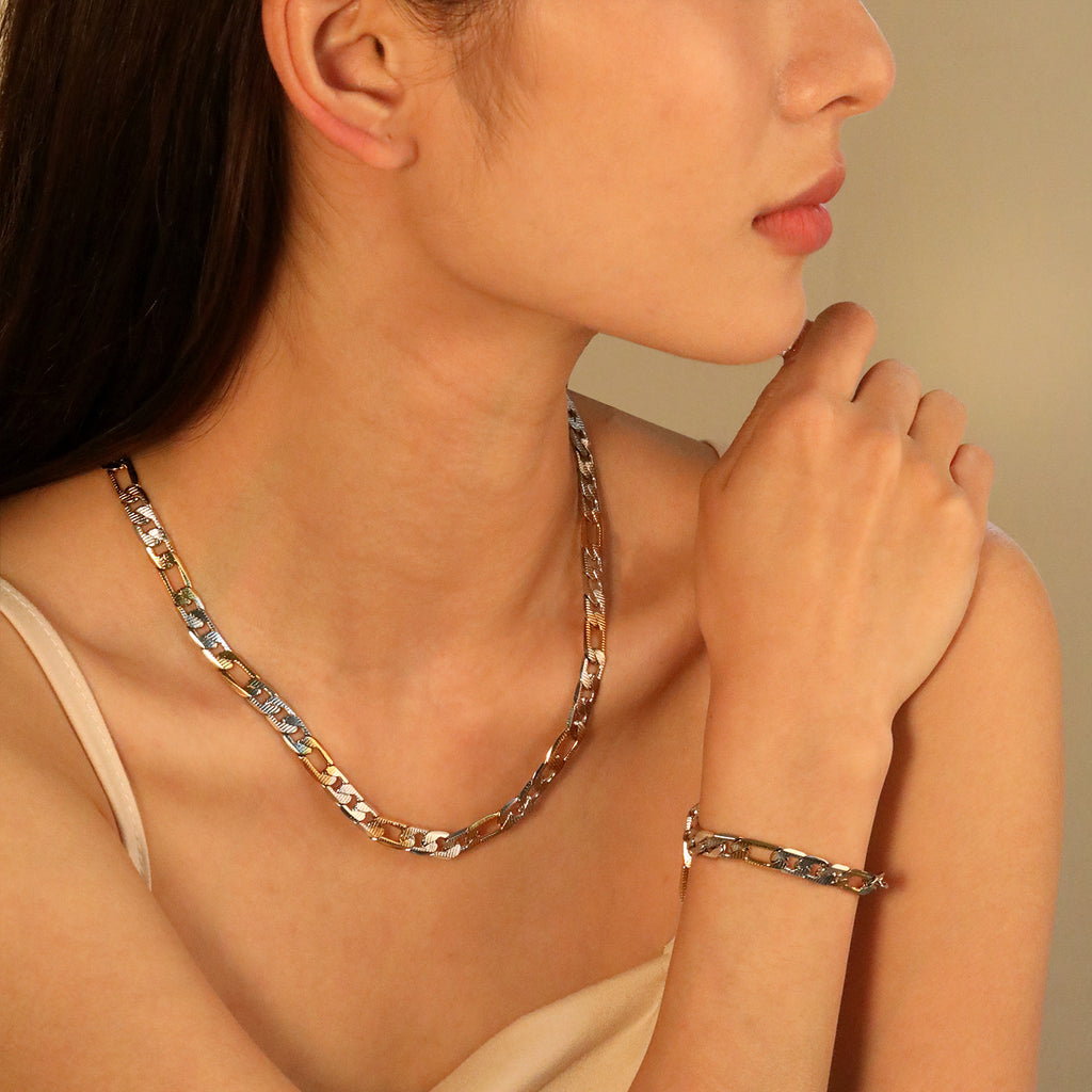 Damen edelstahl Armband mit goldplattierten Glieder-Design und verstellbarem Verschluss Shop Nory