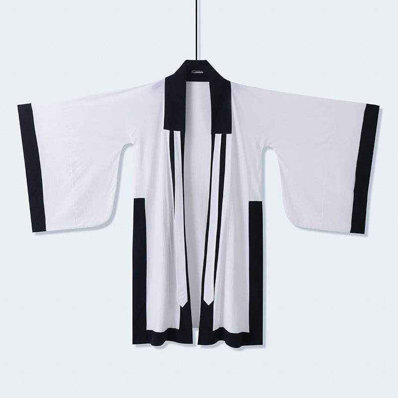 Unisex Oversize Kimono-Cardigan mit Kontrastblende, Bindeband und aufgesetzten Taschen Shop Nory