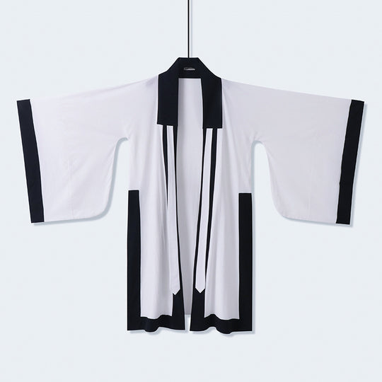 Unisex Oversize Kimono-Cardigan mit Kontrastblende, Bindeband und aufgesetzten Taschen Shop Nory