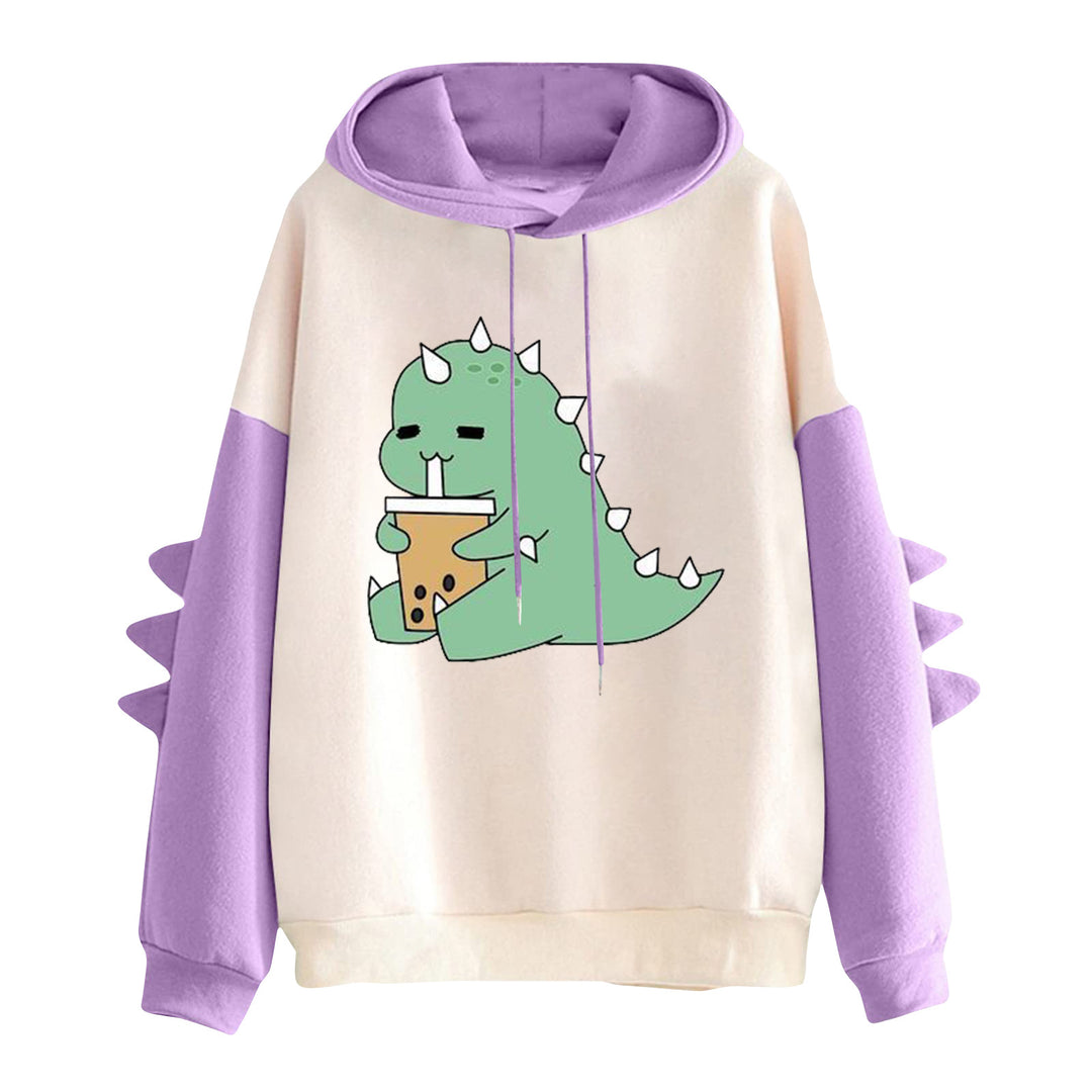 Damen nan Kapuzenpullover mit niedlichem Dinosaurier-Print und dreidimensionalen Ärmeldetails Shop Nory