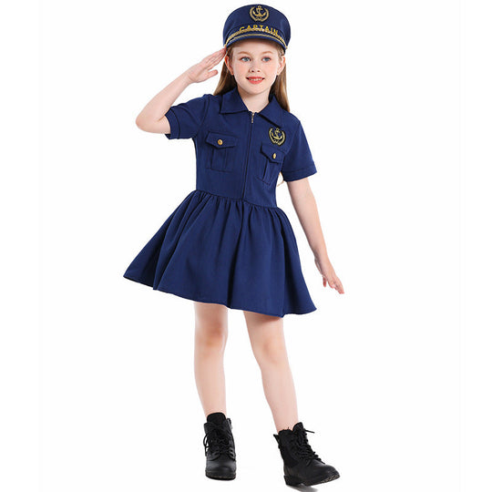 Mädchen Polizeikostüm mit Kleid und Mütze Shop Nory