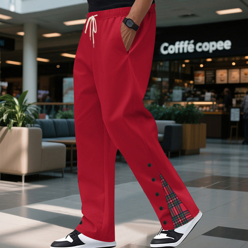 Herren nan lockere Jogginghose mit Tunnelzugbund, Druckknopf-Seitenschlitzen und kariertem Innenfutter Shop Nory