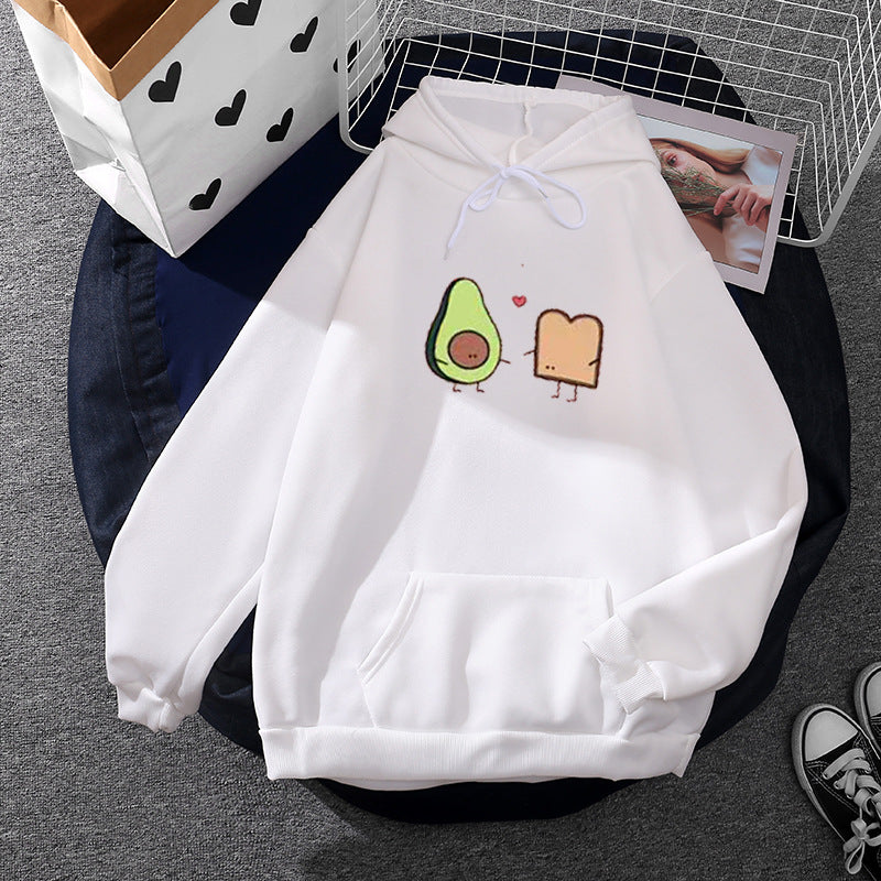 Damen nan gemütlicher Kapuzenpullover mit Avocado‑Toast-Illustration, weichem Fleece-Innenfutter und Kängurutasche Shop Nory