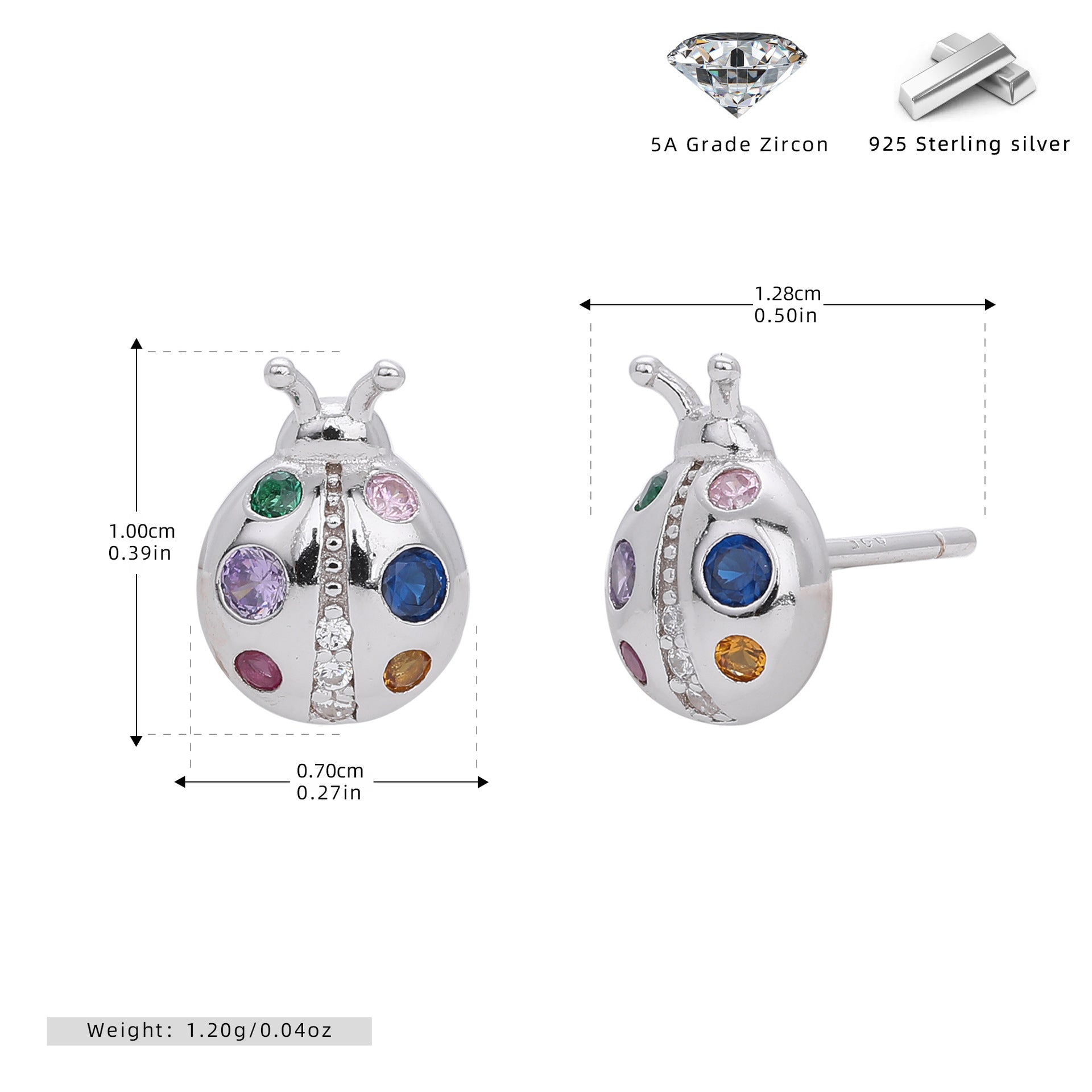 Damen Ohrstecker im kreativen Marienkäfer-Design aus hochwertigem 925 Sterling Silber Shop Nory