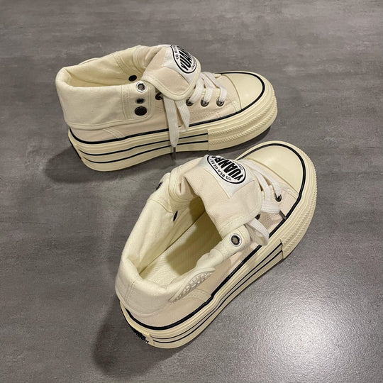 Damen Hochgeschnittene Canvas-Plateausneaker mit markanter Gummiplattform Shop Nory