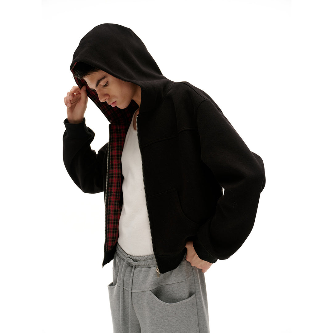 Unisex Kapuzenjacke mit Karofutter und durchgehendem Reißverschluss Shop Nory