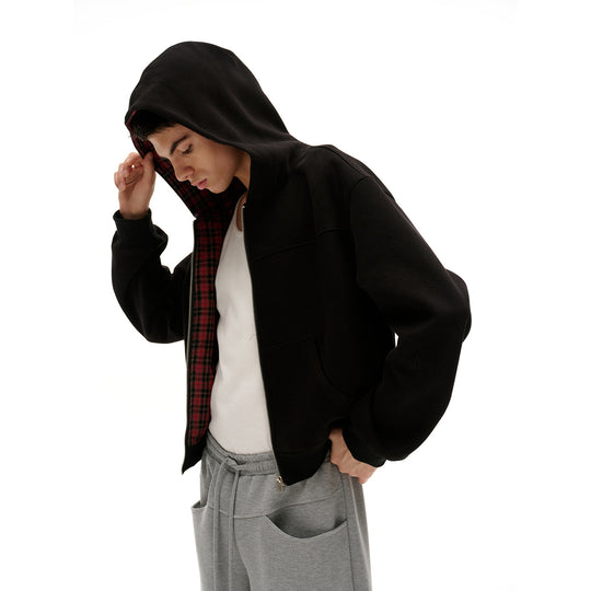 Unisex Kapuzenjacke mit Karofutter und durchgehendem Reißverschluss Shop Nory