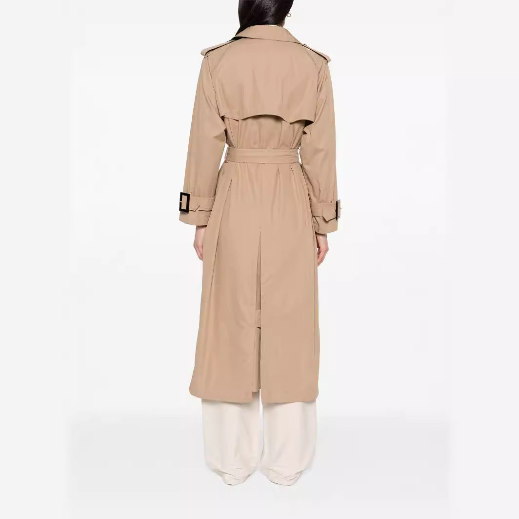 Damen Trenchcoat im Maxilänge mit doppelreihiger Knopfleiste und Taillengürtel Shop Nory