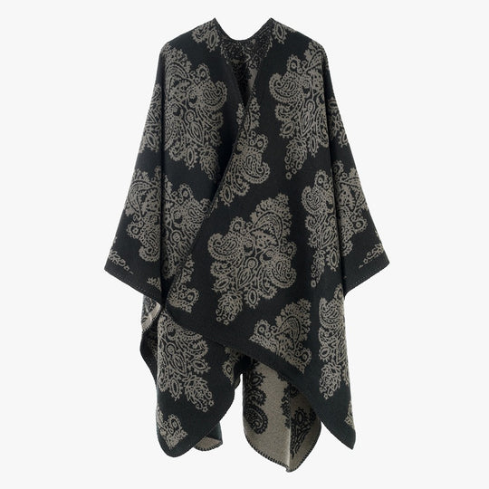 Damen Oversize-Wickelcape mit doppelseitigem Jacquard und asymmetrischem Zipfelsaum Shop Nory