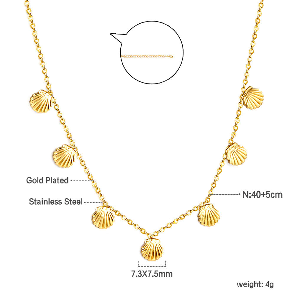 Damen Edelstahl Halskette mit Muschel-Anhänger Shop Nory