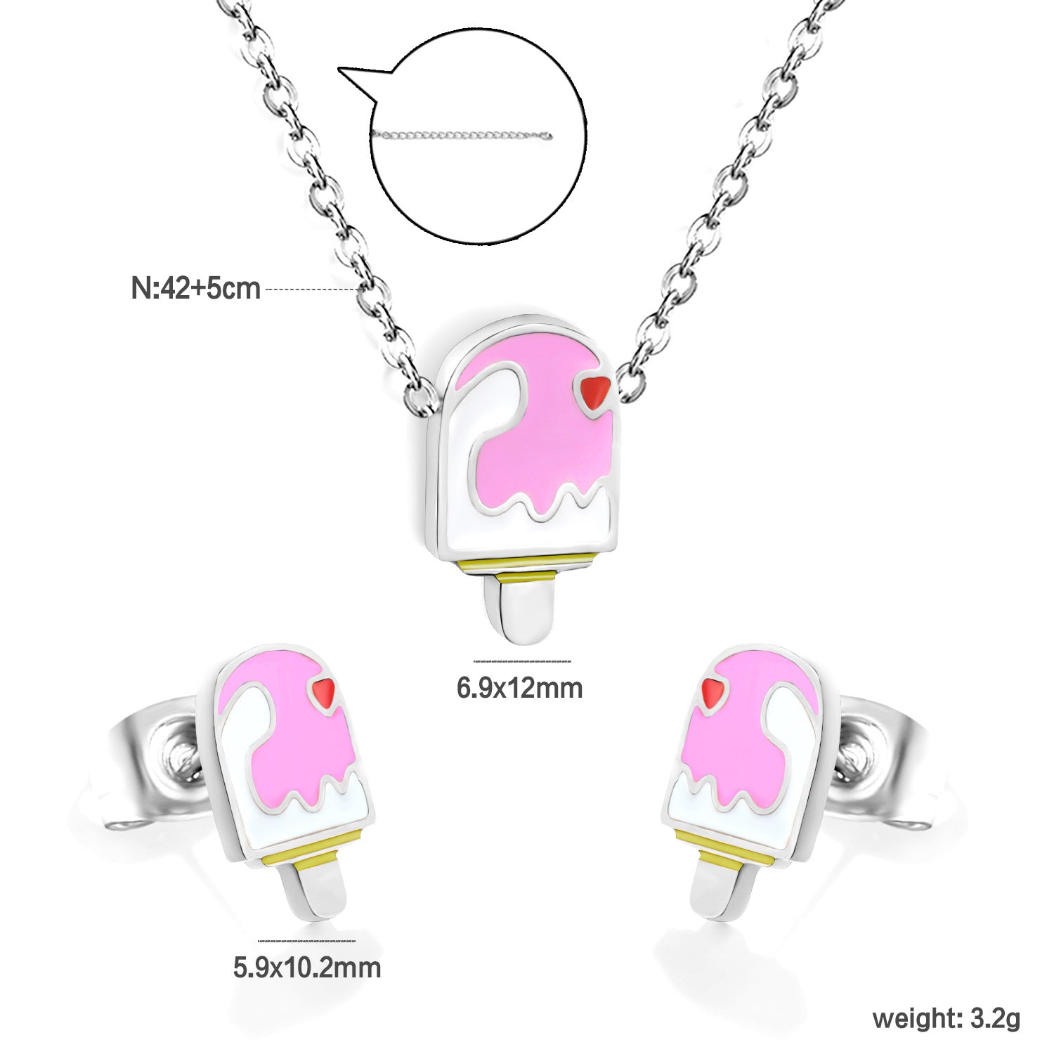 Damen Schmuckset mit Eiscreme-Anhängern Shop Nory