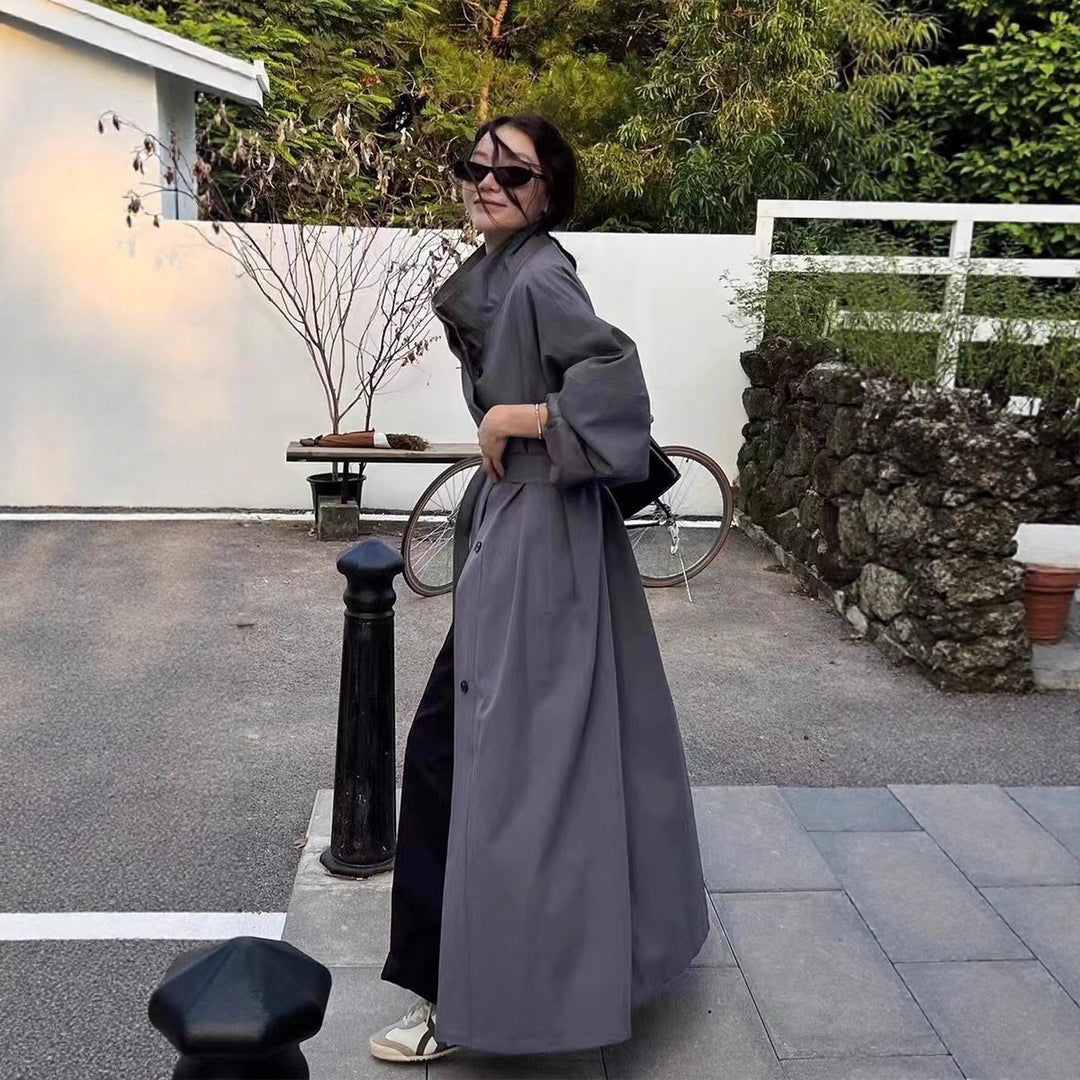Damen Langer Mantel im Kimono-Stil mit Bindegürtel und weiter A-Linie Shop Nory