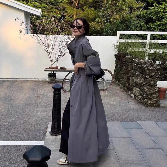 Damen Langer Mantel im Kimono-Stil mit Bindegürtel und weiter A-Linie Shop Nory
