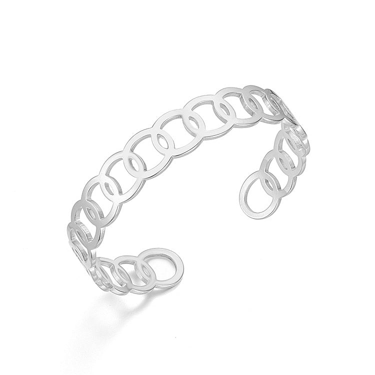 Damen Offener Armreif mit künstlerischem Design aus hochwertigem Edelstahl Shop Nory