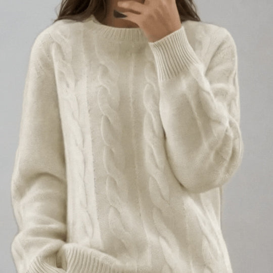 Damen Kuscheliger Zopfmuster-Feinstrickpullover mit legerer Passform Shop Nory