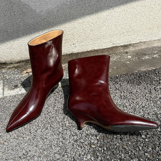 Damen spitz zulaufende Stiefelette mit sculpted Kitten-Absatz und mid-calf Schaft Shop Nory
