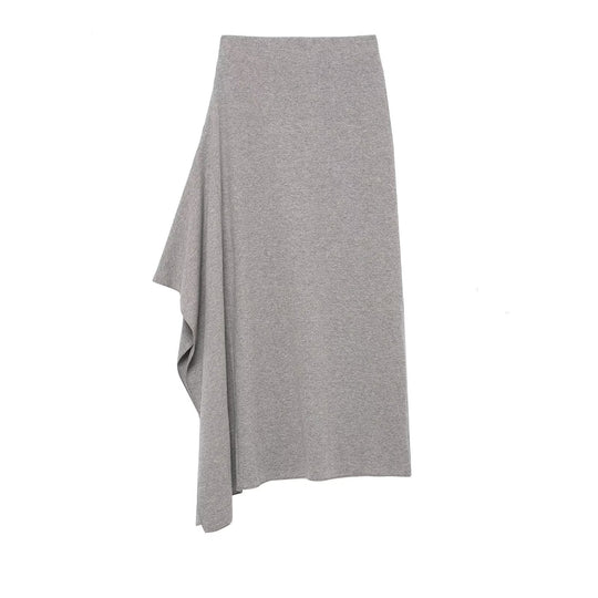 Damen Asymmetrischer Midirock aus Feinstrick mit drapiertem Seitenschlitz Shop Nory
