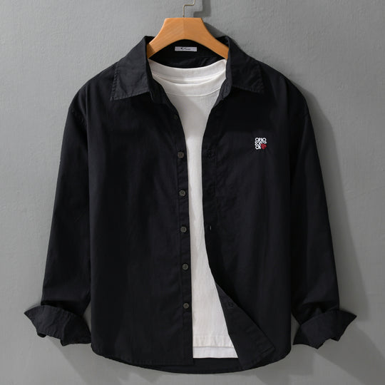 Herren Leichtes Baumwolloverhemd mit Kentkragen und dezenter Logo‑Stickerei Shop Nory